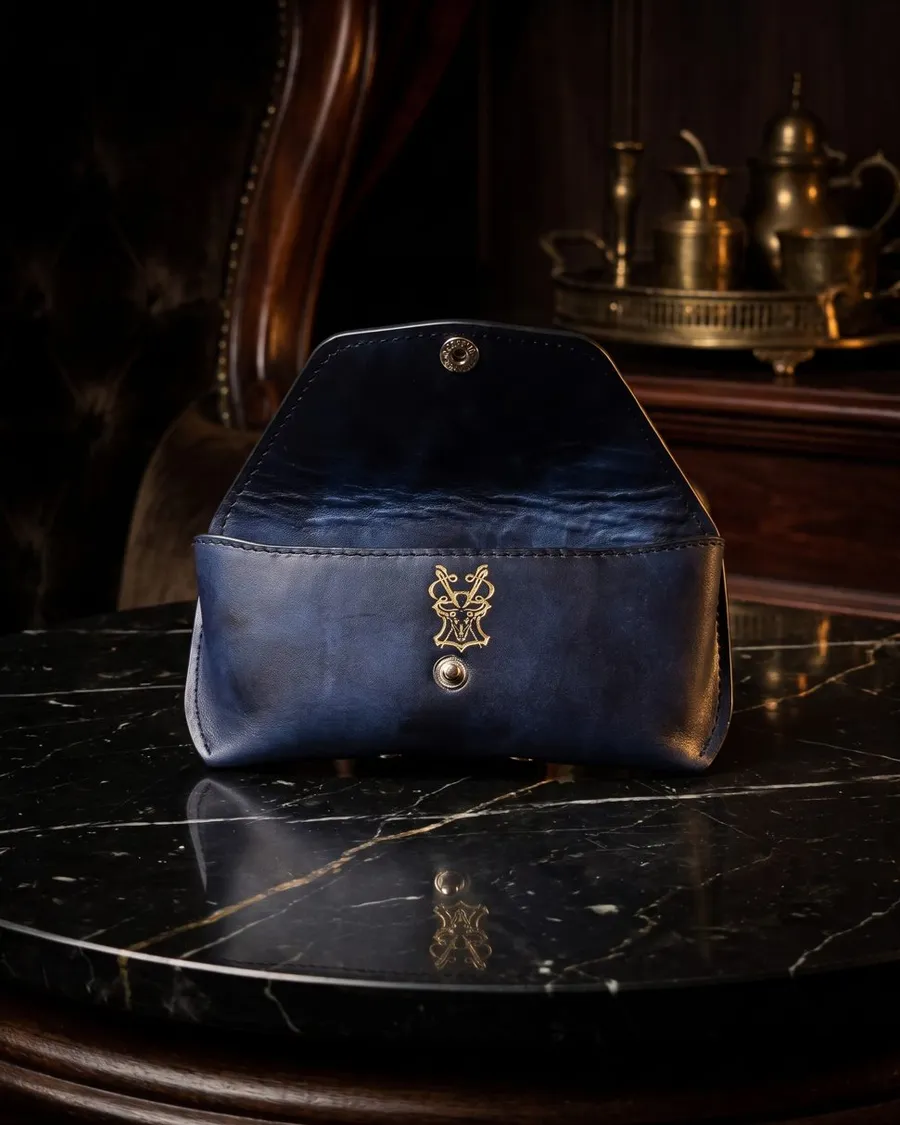 PORTAOCCHIALI — Blu · vacchetta