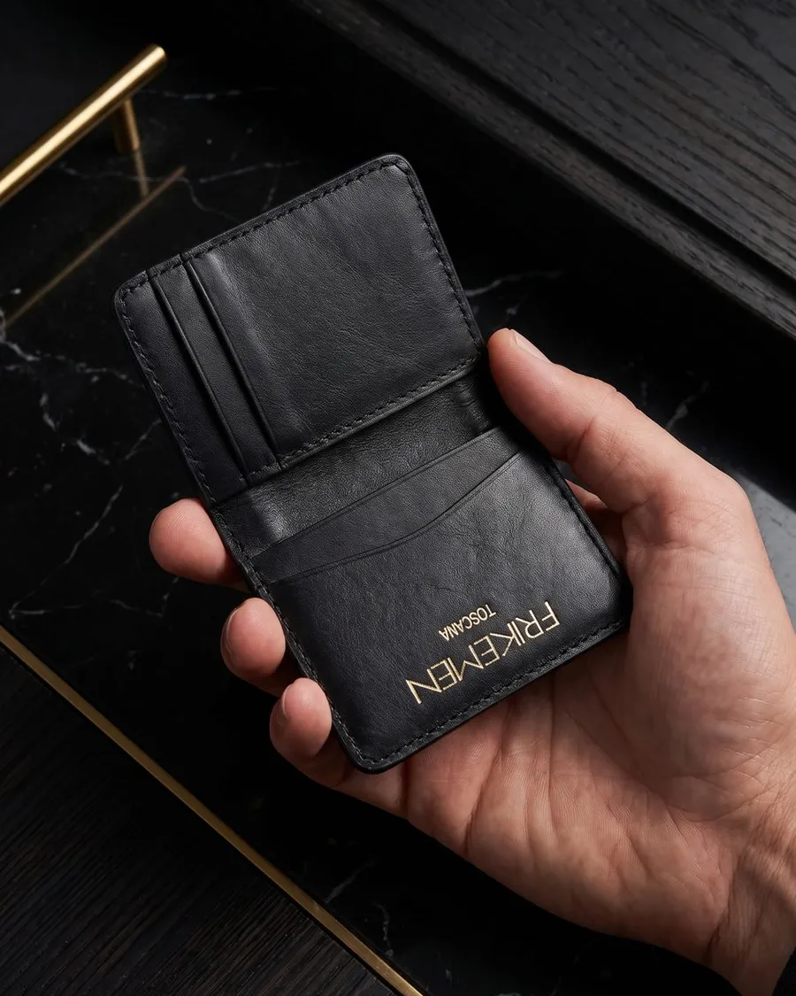 SLIM CARD HOLDER — Bufalo nero · bordi a mano